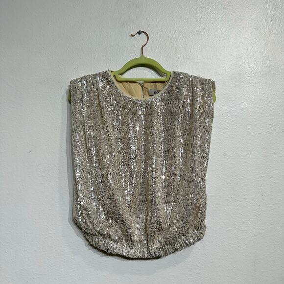 Do Be Silver Sequin Blouse Sz S NWT - Picture 1 of 11